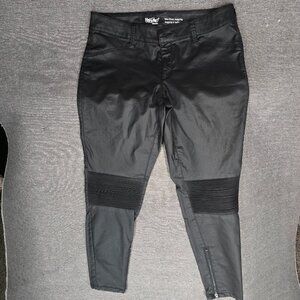 faux leather Jeans Skinny Women’s Black Jeggings Mid-Rise Stretch Zipper ankle